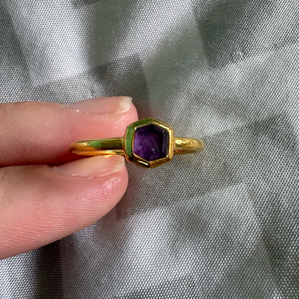 Kendra Scott Gold Vermeil Davie Ring in Amethyst Size 8